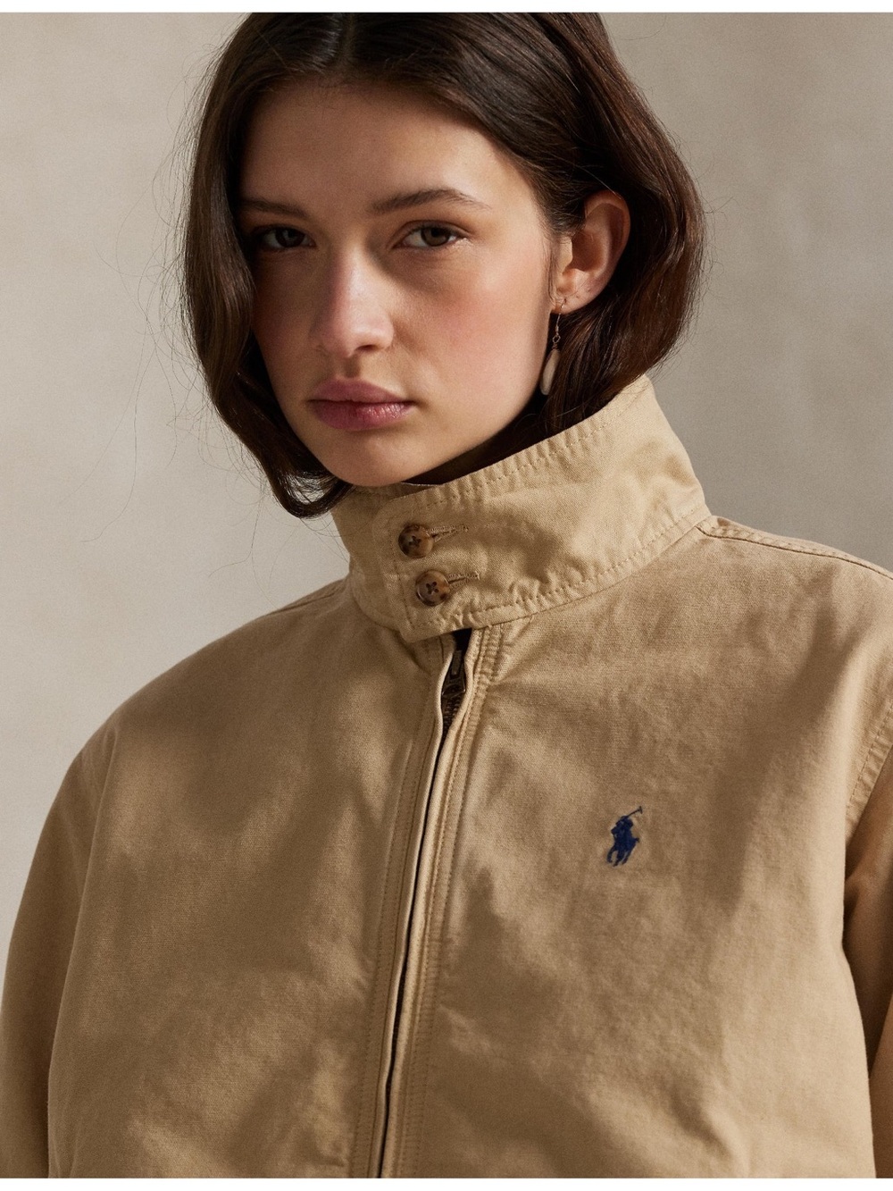 Ralph Lauren Khaki Stand-Collar Zip Utility Jacket